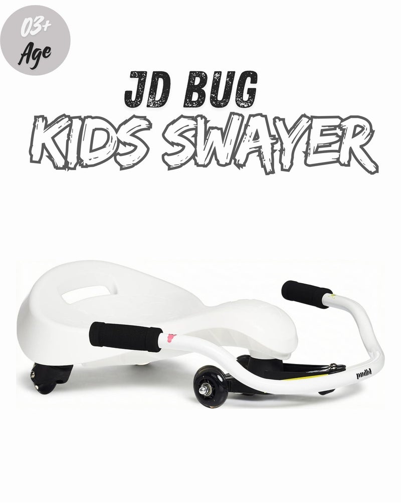 JD Bug Kidz Swayer White - Sit-Down Scooter for Kids – Self-Propelling Ride-On, Adjustable Handlebar, Indoor & Outdoor Fun, (Ages 3–12) - Image 1